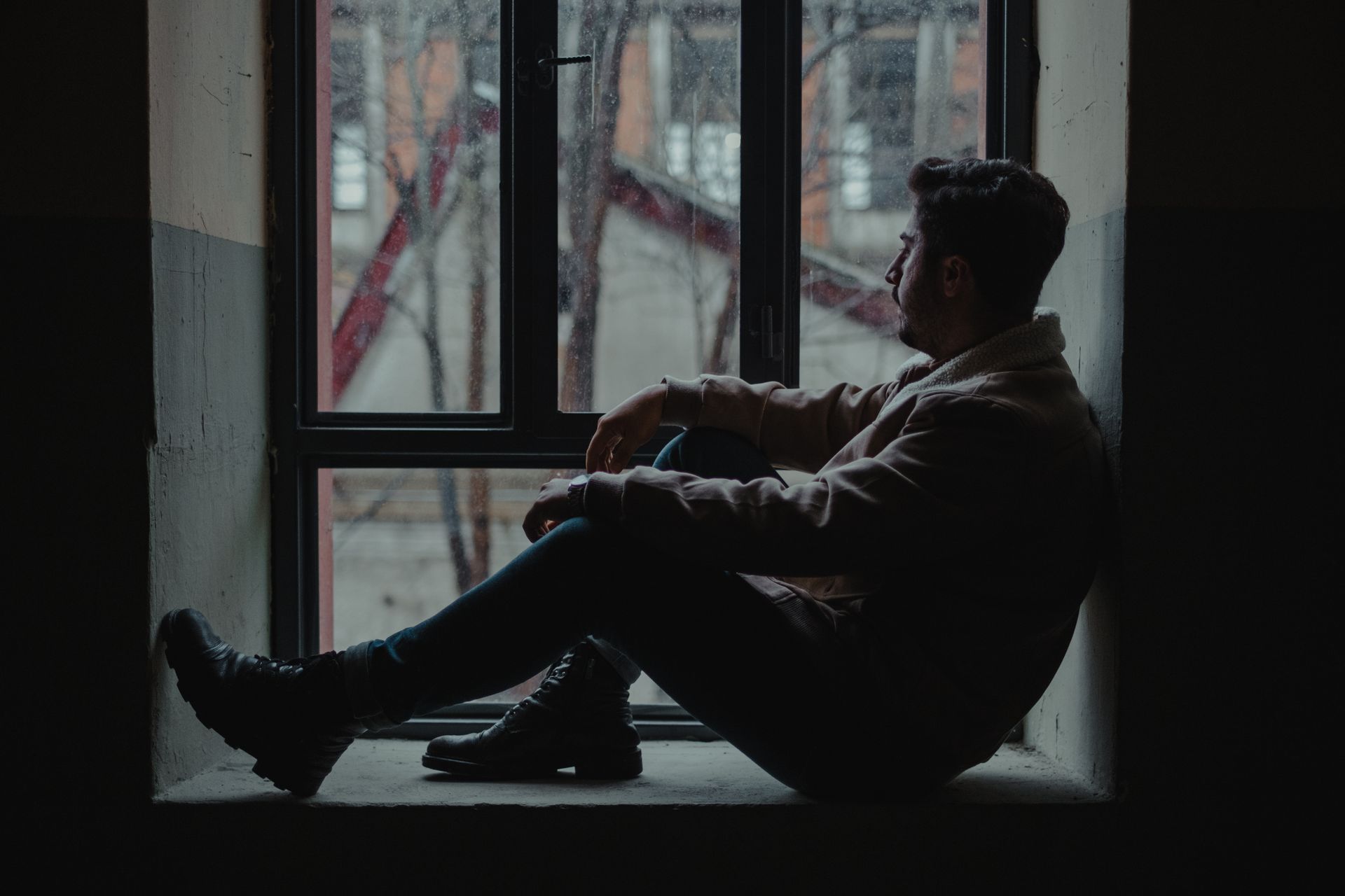 man sitting on the floor